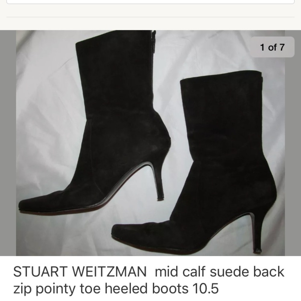 WEITZMAN suede back zip mid calf high heel boots